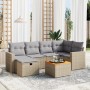 Garden sofa set with beige mixed cushions, 7 pieces, PE rattan. by , Garden sets - Ref: Foro24-3264839, Price: 473,36 €, Disc...