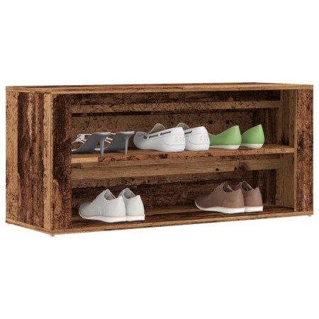 Wooden shoe bench aged wood engineering 100x35x45 cm by , Shoe racks and shoe organizers - Ref: Foro24-857089, Price: 70,71 €...