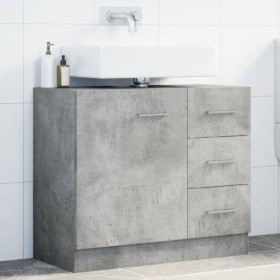 Plywood gray concrete sink cabinet