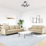 Zweiteiliges Sofaset in cremefarbener Stoffpolsterung. von , Sofas - Ref: Foro24-3278321, Preis: 524,01 €, Rabatt: %