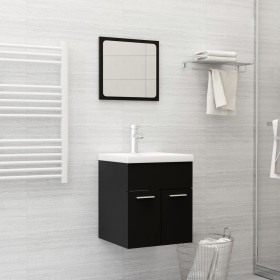 Conjunto de muebles de baño 2 pzas madera contrachapada negro de , Muebles de baño - Ref: Foro24-804774, Precio: 48,40 €, Des...