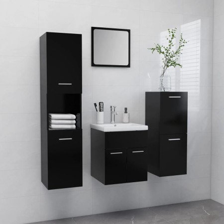 Engineered wood black bathroom furniture set by , Bathroom furniture - Ref: Foro24-3070902, Price: 142,93 €, Discount: %