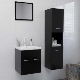 Engineered wood black bathroom furniture set by , Bathroom furniture - Ref: Foro24-3071127, Price: 178,99 €, Discount: %