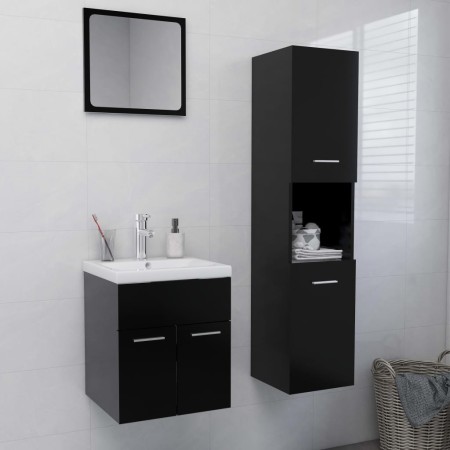 Juego de muebles de baño madera de ingeniería negro de , Muebles de baño - Ref: Foro24-3071127, Precio: 184,86 €, Descuento: %