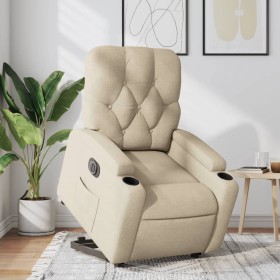 Sillón eléctrico reclinable elevable de tela color crema de , Sillones - Ref: Foro24-3204743, Precio: 304,79 €, Descuento: %