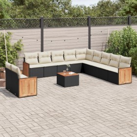 Garden sofa set 12 pieces with black synthetic rattan cushions by , Garden sets - Ref: Foro24-3260215, Price: 801,64 €, Disco...