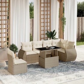 Garden furniture set, 7 pieces, with beige synthetic rattan cushions. by , Garden sets - Ref: Foro24-3268568, Price: 678,98 €...