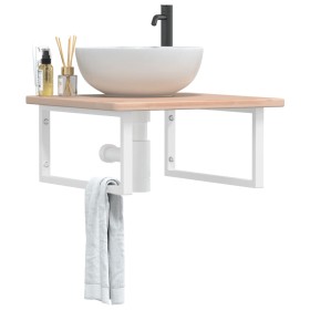 Estante de lavabo de pared de acero y madera maciza de roble de , Tocadores de baño - Ref: Foro24-3302460, Precio: 85,97 €, D...