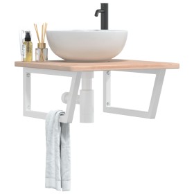 Wall-mounted steel and solid oak wood sink shelf by , bathroom vanities - Ref: Foro24-3302462, Price: 85,47 €, Discount: %