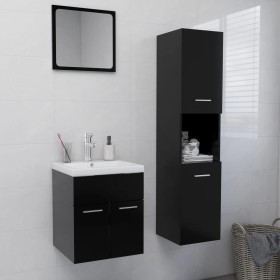 Engineered wood black bathroom furniture set by , Bathroom furniture - Ref: Foro24-3071397, Price: 220,99 €, Discount: %