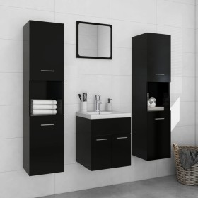 Set of black particle board bathroom furniture by , Bathroom furniture - Ref: Foro24-3071487, Price: 282,99 €, Discount: %