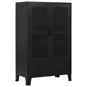 Armario oficina indutrial puertas malla acero negro 75x40x120cm de , Armarios archivadores - Ref: Foro24-145355, Precio: 290,...