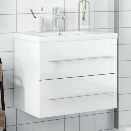 Mueble de baño con lavabo integrado blanco brillo de , Tocadores de baño - Ref: Foro24-3278770, Precio: 238,06 €, Descuento: %