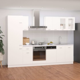 Kitchen furniture set, 8 pieces, engineered wood, high gloss white by , Kitchen cabinets - Ref: Foro24-3067644, Price: 599,19...