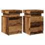 Bedside tables with LED lights, set of 2, aged wood, 35x39x55 cm by , Nightstands - Ref: Foro24-857655, Price: 107,35 €, Disc...