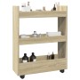 Narrow storage cart 3 levels oak Sonoma wood by , Kitchen and dining carts - Ref: Foro24-855252, Price: 53,88 €, Discount: %