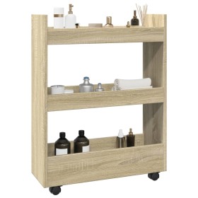 Narrow storage cart 3 levels oak Sonoma wood