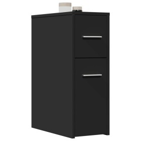 Narrow bathroom cabinet with wheels, engineered wood, black by , Lockers and storage cabinets - Ref: Foro24-855278, Price: 73...