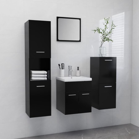 Juego de muebles de baño madera de ingeniería negro de , Muebles de baño - Ref: Foro24-3071082, Precio: 212,99 €, Descuento: %