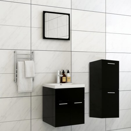 Engineered wood black bathroom furniture set by , Bathroom furniture - Ref: Foro24-3071172, Price: 163,46 €, Discount: %