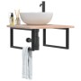 Wall-mounted steel and solid oak wood sink shelf by , bathroom vanities - Ref: Foro24-3302461, Price: 91,27 €, Discount: %