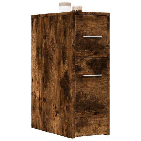 Narrow bathroom cabinet with smoked oak wood and wheels by , Lockers and storage cabinets - Ref: Foro24-855281, Price: 71,87 ...