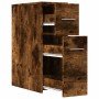 Narrow bathroom cabinet with smoked oak wood and wheels by , Lockers and storage cabinets - Ref: Foro24-855281, Price: 74,83 ...