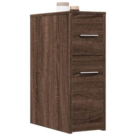 Schmaler Badezimmerschrank mit Rädern aus braunem Eichenholz. von , Schließfächer und Lagerschränke - Ref: Foro24-855283, Pre...