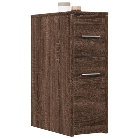 Narrow brown oak wood bathroom cabinet with wheels by , Lockers and storage cabinets - Ref: Foro24-855283, Price: 73,93 €, Di...