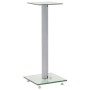 Tempered glass speaker stands, column design, silver, 2 units by , Speaker stands - Ref: Foro24-50672, Price: 54,93 €, Discou...