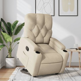 Sillón reclinable elevable de tela color crema de , Sillones - Ref: Foro24-3204719, Precio: 264,64 €, Descuento: %