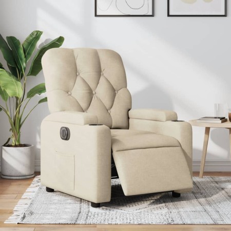 Sillón reclinable eléctrico de tela crema de , Sillones - Ref: Foro24-3204695, Precio: 251,62 €, Descuento: %