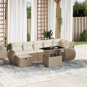 Garden sofa set with 8 pieces of synthetic beige rattan and cushions. by , Garden sets - Ref: Foro24-3275148, Price: 716,02 €...