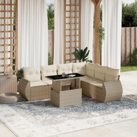 Gartensofagarnitur 7-teilig mit Kissen aus synthetischem Rattan in Beige. von , Gartensets - Ref: Foro24-3268558, Preis: 677,...