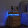 Mesitas noche con LED 2 uds madera marrón roble 35x39x55 cm de , Mesitas de noche - Ref: Foro24-857656, Precio: 67,46 €, Desc...