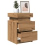 Mesitas noche con LED 2 uds madera marrón roble 35x39x55 cm de , Mesitas de noche - Ref: Foro24-857656, Precio: 67,46 €, Desc...