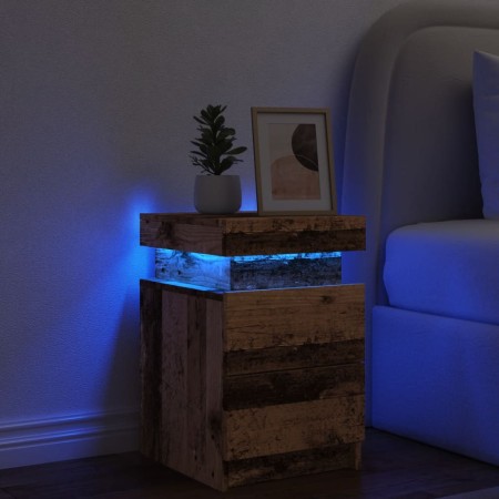 Bedside table with aged engineered wood and LED lights, measuring 35x39x55cm. by , Nightstands - Ref: Foro24-857654, Price: 5...