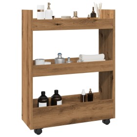 Narrow storage cart 3 levels oak wood artisan by , Kitchen and dining carts - Ref: Foro24-855258, Price: 51,75 €, Discount: %