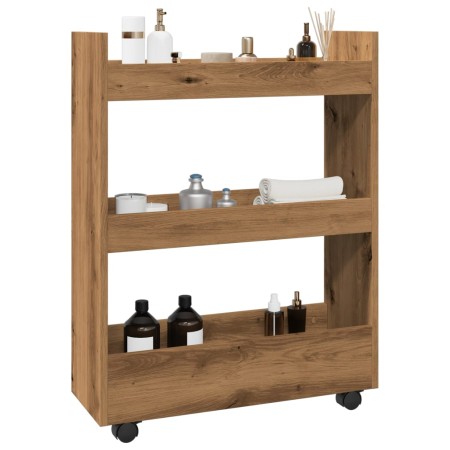 Narrow storage cart 3 levels oak wood artisan by , Kitchen and dining carts - Ref: Foro24-855258, Price: 53,88 €, Discount: %