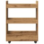 Narrow storage cart 3 levels oak wood artisan by , Kitchen and dining carts - Ref: Foro24-855258, Price: 53,88 €, Discount: %