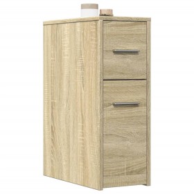 Narrow bathroom cabinet with oak Sonoma wood and wheels. by , Lockers and storage cabinets - Ref: Foro24-855279, Price: 71,77...