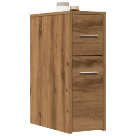 Narrow oak artisan wooden bathroom cabinet with wheels by , Lockers and storage cabinets - Ref: Foro24-855285, Price: 71,87 €...