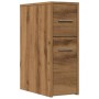 Narrow oak artisan wooden bathroom cabinet with wheels by , Lockers and storage cabinets - Ref: Foro24-855285, Price: 74,83 €...