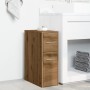 Narrow oak artisan wooden bathroom cabinet with wheels by , Lockers and storage cabinets - Ref: Foro24-855285, Price: 74,83 €...