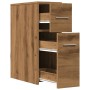 Narrow oak artisan wooden bathroom cabinet with wheels by , Lockers and storage cabinets - Ref: Foro24-855285, Price: 74,83 €...