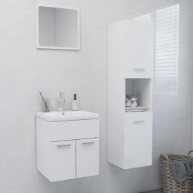 Conjunto de muebles de baño madera de ingeniería blanco brillo de , Muebles de baño - Ref: Foro24-3070952, Precio: 117,93 €, ...