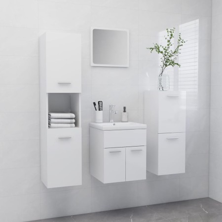 Badezimmerschrank-Set aus glänzend weißem Holzwerkstoff von , Badezimmermöbel - Ref: Foro24-3071087, Preis: 243,13 €, Rabatt: %