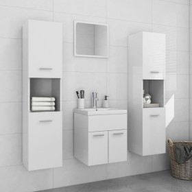 Engineered wood bathroom furniture set in high-gloss white by , Bathroom furniture - Ref: Foro24-3071492, Price: 304,32 €, Di...