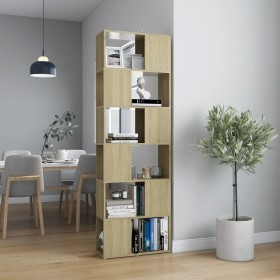 Bookcase with oak Sonoma plywood separator 60x24x186 cm by , Bookcases and shelves - Ref: Foro24-809101, Price: 66,97 €, Disc...