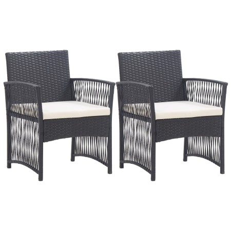 Garden armchairs with cushions, 2 units, black synthetic rattan by , Garden furniture - Ref: Foro24-363406, Price: 114,09 €, ...